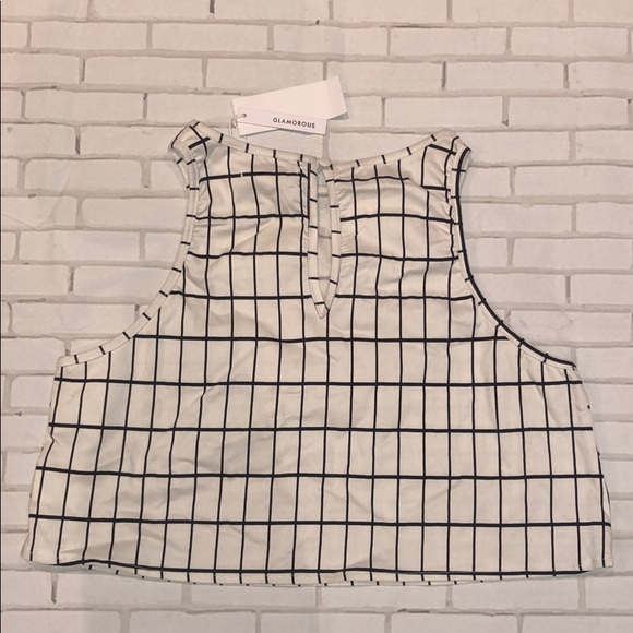 🆕Glamorous Grid Crop Top - White & Black - Picture 5 of 10